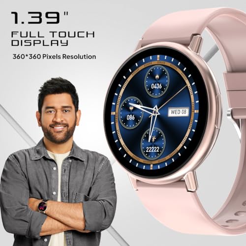 Image of Fire-Boltt Destiny Smartwatch- 1.39 inch Display, Silicon Straps, Bluetooth Calling, 123 Sports Modes, Voice Assistant, Health site, IP67 (Pink)