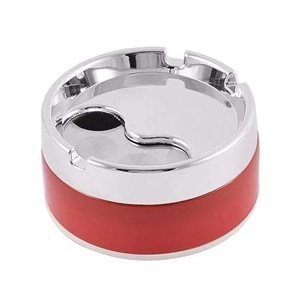 First Front Plastic Base Stainless Steel Tabletop Closed Printing Decor Unbreakable Ashtray, Multicolour - 1 Piece
