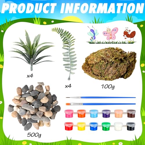 31 Pcs Rainforest Diorama Animals Figurines Set Rainforest Diorama Supplies Kit Jungle Animals Zoo Artificial Model Tree Stump Fake Rock Sand Stone Moss with Gift Box for Birthday Party Favor - Image 3