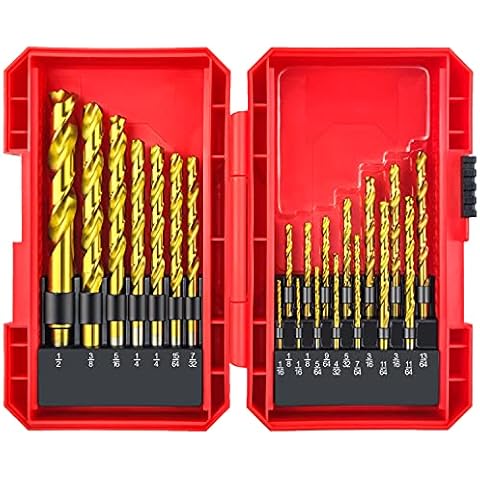 YIYITOOLS Titanium Twist Drill Bit Set 21 Piece Fit for Cutting Hard Metals，Such as Stainless Steel, Aluminum Alloy and Titanium Alloy 21 Pieces Cover