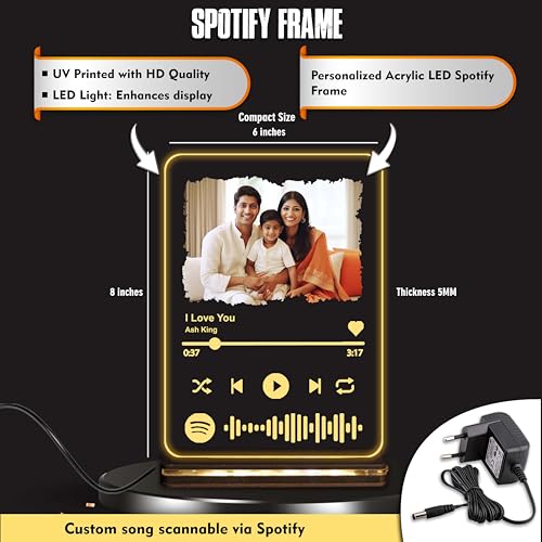 Image of SAVRI Premium New Year Hamper - LED Cushion & Spotify Frame with Custom Photo & Song Code - Personalized Gifts for Kids, Family, Friends, Him, Her, Boyfriend, Girlfriend, Husband, and Wife