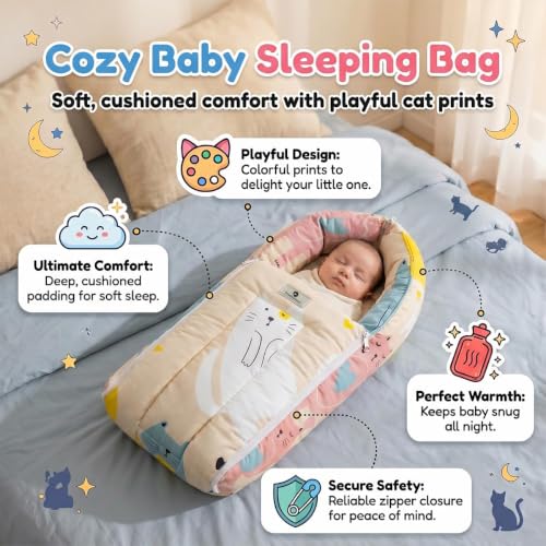 Image of StarAndDaisy Baby Mosquito Net with Mattress and Sleeping Bag, Foldable Mosquito Net Bed with Breathable Mesh, Portable Baby Bedding Set for Newborn