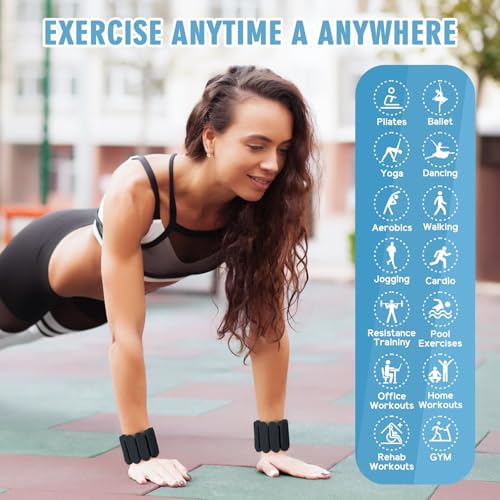 Image of Wrist Weights, 2Pack Wearable Wrist Ankle Weights for Women and Men, Adjustable Silicone Arm and Leg Wrist Bracelets for Walking, Yoga, Pilates and Gym, 2lb