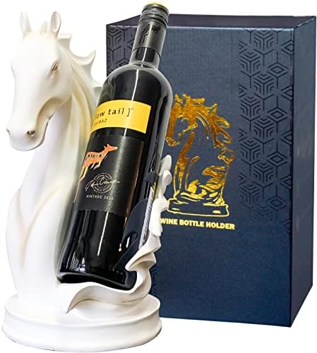 YINGAVERSAI Wine Bottle Holder Wine Racks Tabletop Horse Statue as Home Kitchen Wine Cellar Decorative Storage Organizer, Horse Sculpture Horse Decor Horse Gifts for Girls Men Women White