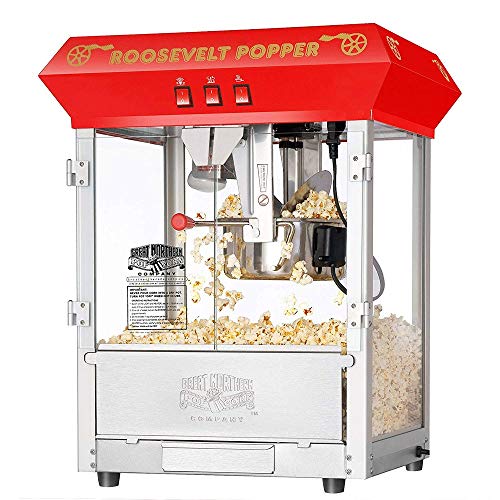 YFGQBCP Popcornmaschine 8 Ounce Antique Popcorn Popper Maschine mit Trolley, Rot – Bild 3
