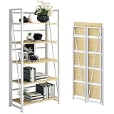 GHQME No-Assembly Folding Bookshelf Storage Shelves 5 Tiers Vintage Multifunctional Plant Flower Sta