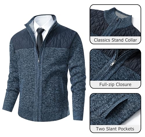 Image of Vcansion Men's Classic Cardigan Sweaters Stand Collar Slim Fit Casual Knitted Sweater