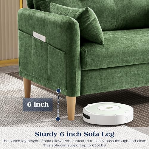 Image of Hanherry Loveseat Sofa, 47 inch Small Couch for Living Room, Comfy Chenille Fabric Love Seat for Bedroom with Throw Pillow,Removable Cushion Cover,Couches for Small Space,Apartment,Dorm
