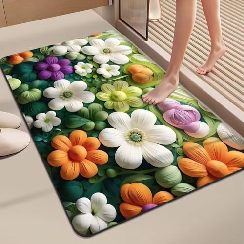 Image of SKVM Water Absorbent mat for Bathroom Kitchen Floor Door Entrance Anti Slip Floor Foot Anti Skid Bathroom Shower mat (Design 13)