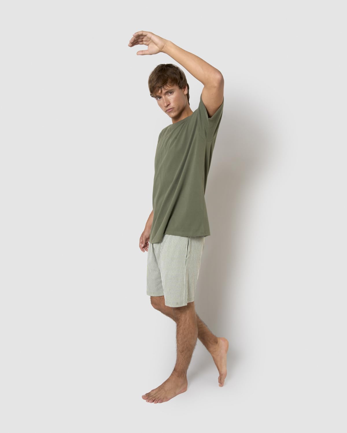 TRAMAS+ Pijama Hombre Verano 100% Algodón, Conjunto de Camiseta de Manga Corta y Pantalón Corto, Ropa de Dormir Fresca y Cómoda