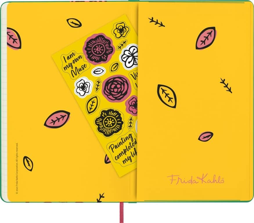 Moleskine Daily Planner 2023, 12-Month Monthly Diary, Limites Edition Frida Kahlo, Daily Planner With Hard Cover and Elastic Closure, Large Size 13 x 21 cm, Colour Green