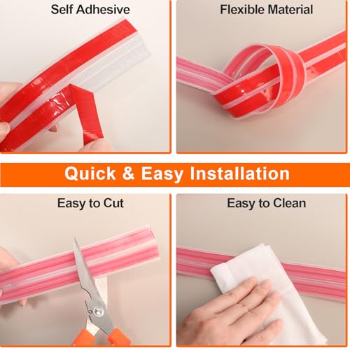 Elvone Wall Corner Protector & Edge Guard，Peel and Stick Wall Trim Moulding Inside & Outside Corner Molding Trim Caulk Strip, Self Adhesive Trim for Wall Edge,Ceiling,Countertop, 1.6” W x20’ L，Clear by Elvone - Image 5