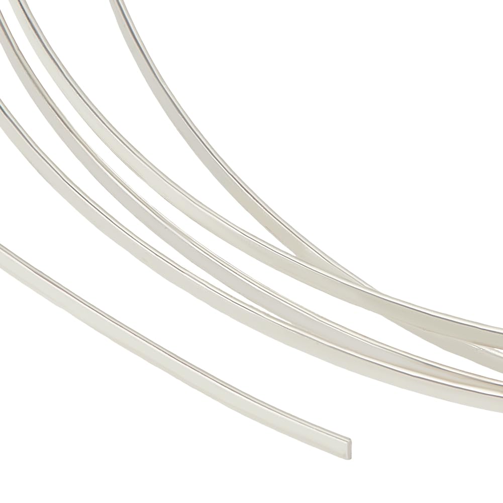 BENECREAT Fil en Argent Sterling de 0.5 m² Perlage Plat et Très Doux de Calibre 1.2mm /16 Fil Plat Carré pour la Fabrication de Bijoux