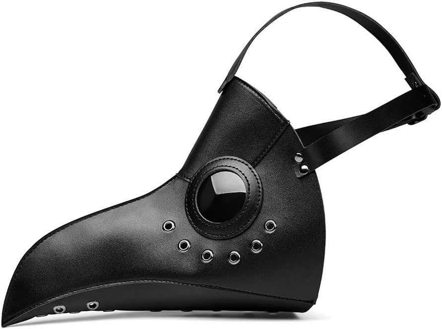 Ulalaza Plague Doctor Mask PU Leather Long Nose Bird Beak Steampunk Halloween Cosplay Party Props Costume (style2-black) - Image 4