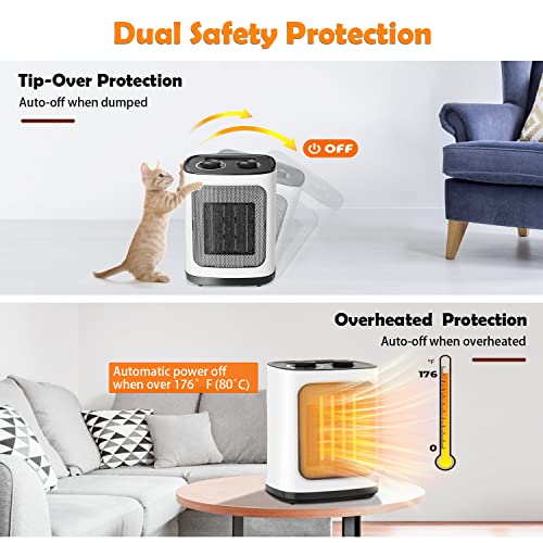 Cowsar Portable Space Heaters For Indoor Use 1500W Small Space Heater With Thermostat Personal Desk Heater For Office Bedroom #TOP5