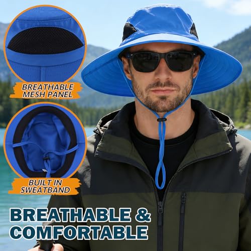 Image of Wide Brim Sun Bucket Hat, Waterproof Boonie Hat for Men & Women | UPF 50+ UV Protection, Adjustable Fit, Chin Strap & Sweatband, Foldable Durable for Fishing Hiking Garden Beach
