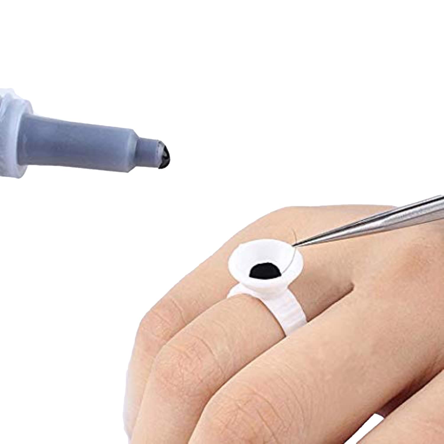 P-Beauty Einweg-Fingerringe – Tintenhalter Für Wimpernkleber & Tattoo-Farbe, 50 Stück