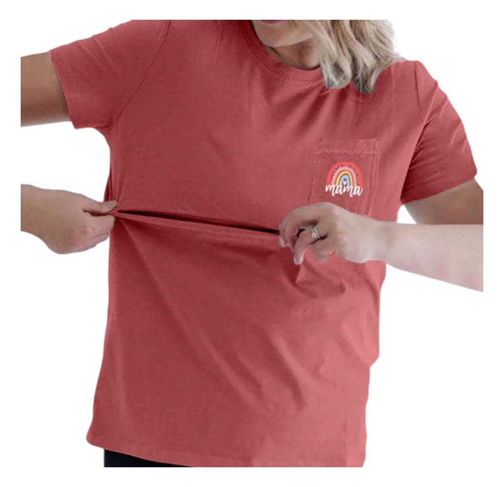 Tee Shirt Allaitement Femme Zip,Manches Courtes Et Col Rond Haut Maternité Femme DissimuléEs Zip CôTé Top VêTements De Grossesse DéBardeur De Maternité Vetement Allaitement Ete T-Shirt