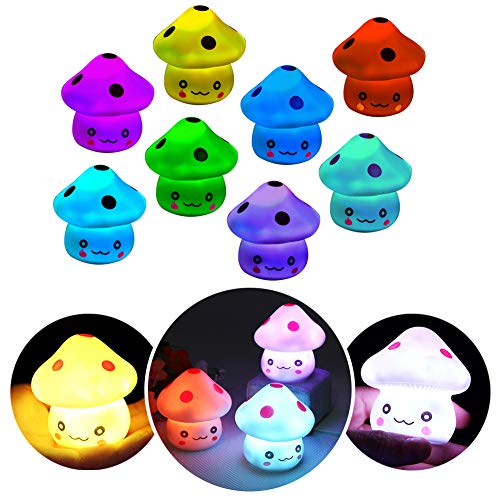 TornadoZ LED Light Up Color Changing Mushroom Toy (8 Pcs) | Multi-Color Flashing LED Night Light Lamp | Cute & Fun Creative Kids Toy | Home, Birthday & Party Decoration Gift Set