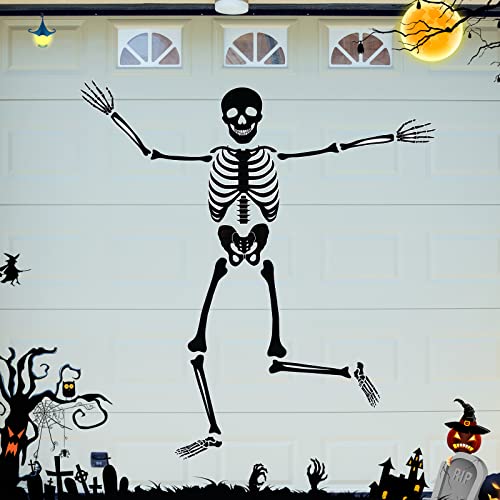 Konohan Skeleton Garage Door Magnets 57 Inches Skeleton Magnetic Sticker Decor Large Diy Garage Magnets Reusable Refrigerator Decal Waterproof Magnet Sticker For Halloween Garage Decor (Black) #TOP13