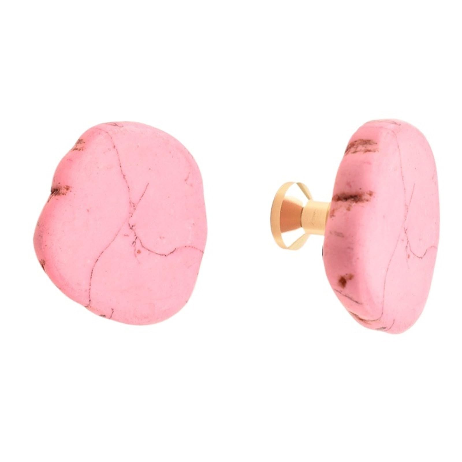 PADGCNOR Single Hole Handles White Stone Brass Furniture Handles Dresser Cabinet Pulls Wardrobe Drawer Door Knobs and Wall Clothes Hook(Pink,Cabinet Handle Screw)