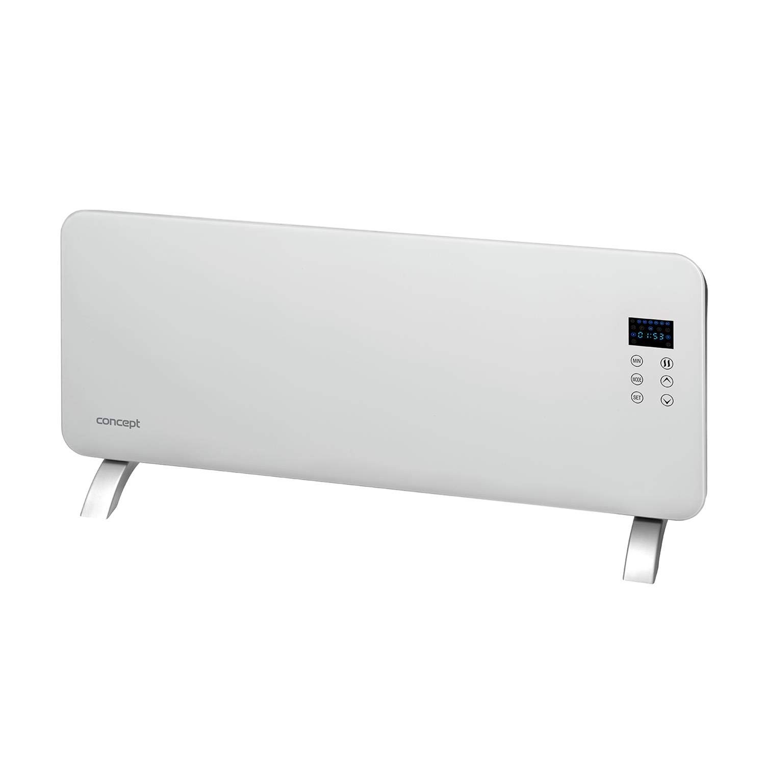 Concept KS4000 Convecteur électrique en verre Chauffage Thermostat Chauffage sur pied en verre trempé Affichage LED 1000/2000 W 20 m² (blanc)