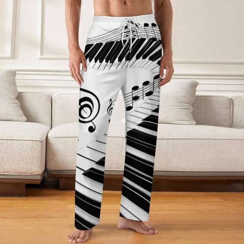 Chic Music Piano Keyboard Note Mens Pajama Pants Print Lounge Pant PJ Bottoms Sleepwear Loungewear2