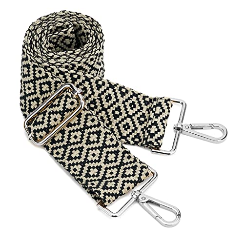 Image of Silvery Buckles Wide Shoulder Strap Adjustable Replacement Belt Crossbody Canvas Bag Handbag