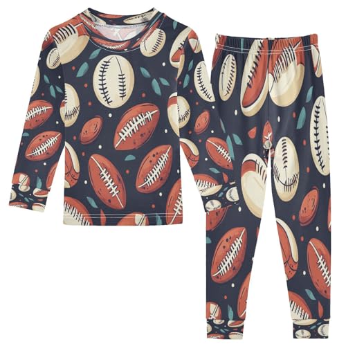Pajama Sets Long Sleeve American Football Baseball Soft Comfy Sleepwear 2 Piece PJS 3-8T