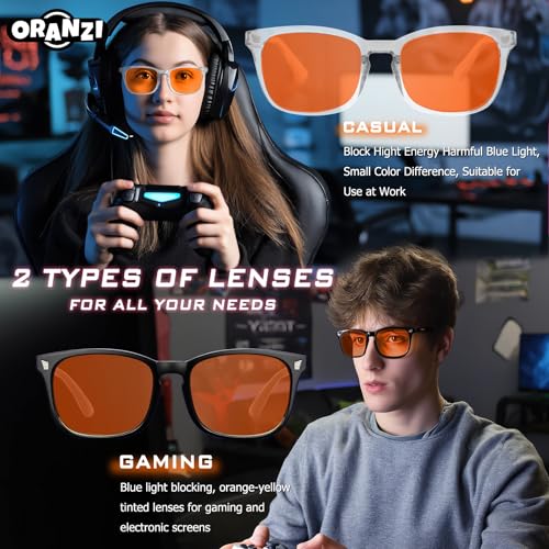 Image of 98.6% Blue Light Blocking Glasses for Computer Gaming Anti Eyestrain | Anti Harmful Blue Ray for Better Sleep, Amber High-definition Lens Anti Fatigue & Eye Strain, Lightweight Comfort Frames