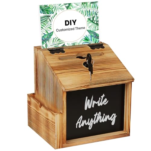 Uniclife Suggestion Box with Slot and Lock Wood Donation Box