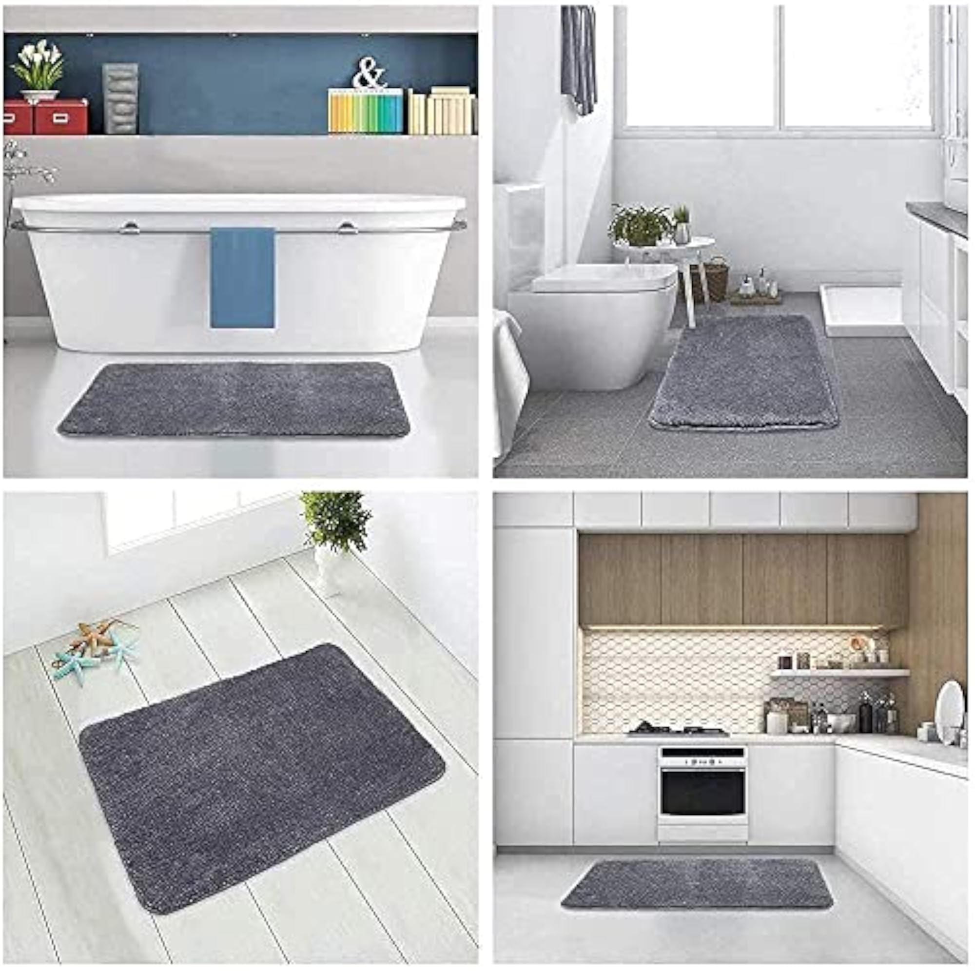 5 Pieces Soft Microfiber Bathroom Door Mat Set for Home