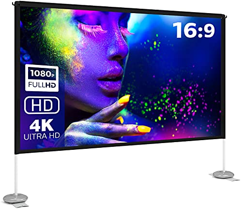 Pantalla Proyector Portátil con Soporte Material para Exteriores Full HD Plegable de 120 Pulgadas 16: 9 para Cine en Casa Cine en el Patio Trasero con Bolsa de Transporte Gratuita