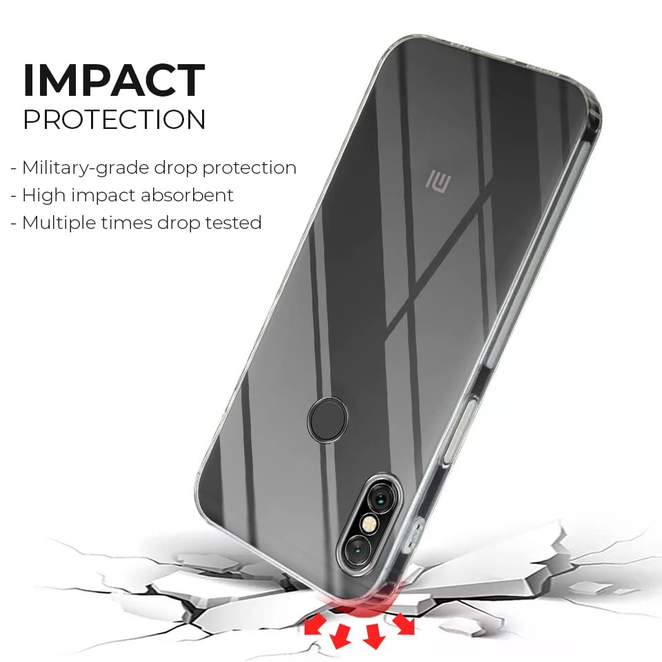 Image of Jkobi Back Cover Case for Xiaomi Mi Redmi Note 6 Pro (Silicone Crystal Clear | Pure Camera Protection | Soft and Flexible for Charger and Headphone sockets | Shockproof Bumpers | Transparent)