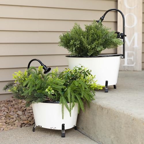 Home-Garden-White-Set-of-2-Black-Rim-Enamel-Bathtub-Planters-2-Piece Home Garden White Set of 2 Black Rim Enamel Bathtub Planters 2 Piece