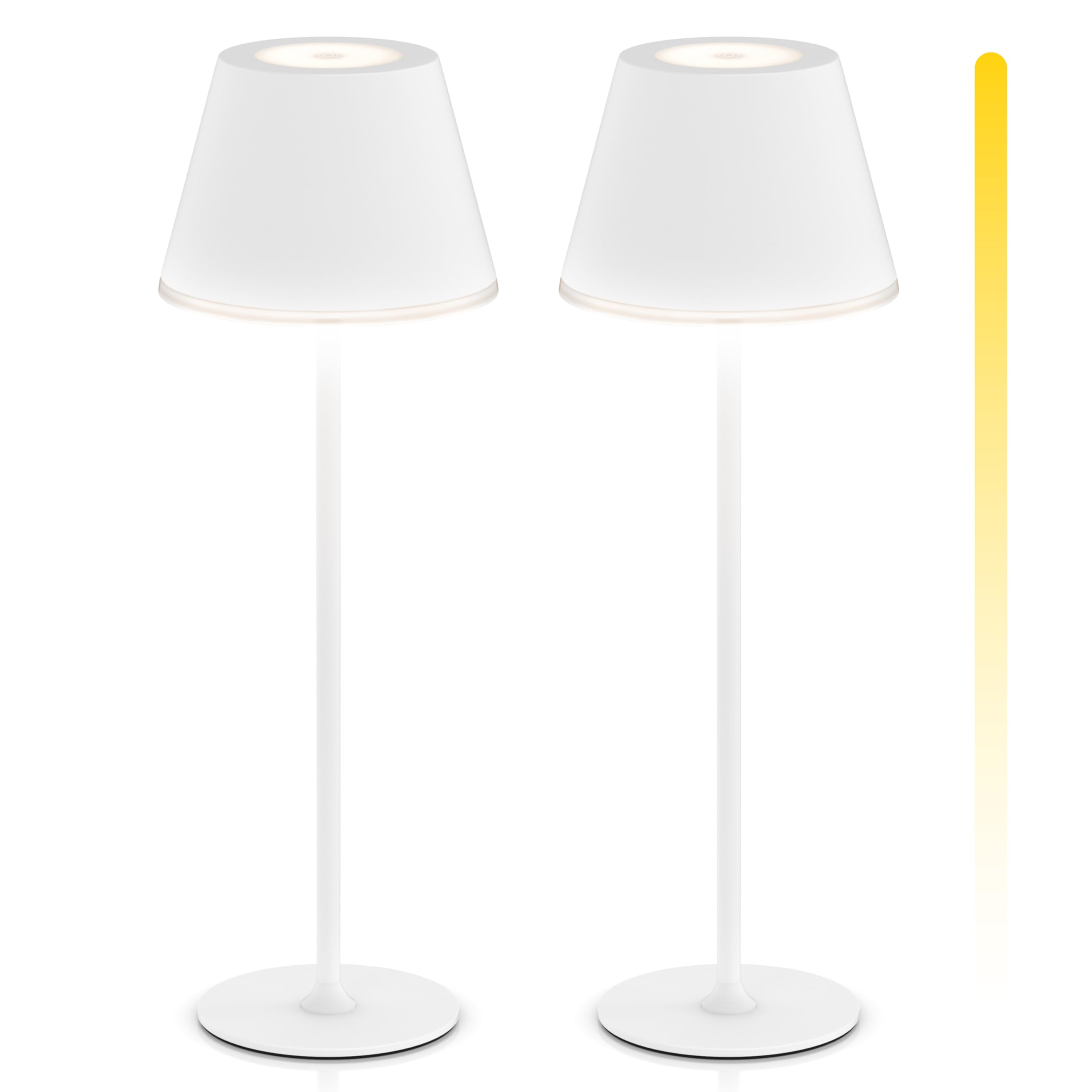 Brandson - 2 x LED Tischlampe kabellos dimmbar - mit Akku aufladbar - 3 Farbstufen - warmweiß neutralweiß kaltweiß - Metall - - Tischleuchte - Nachttischlampe - Leselampe - Indoor/Outdoor - weiß