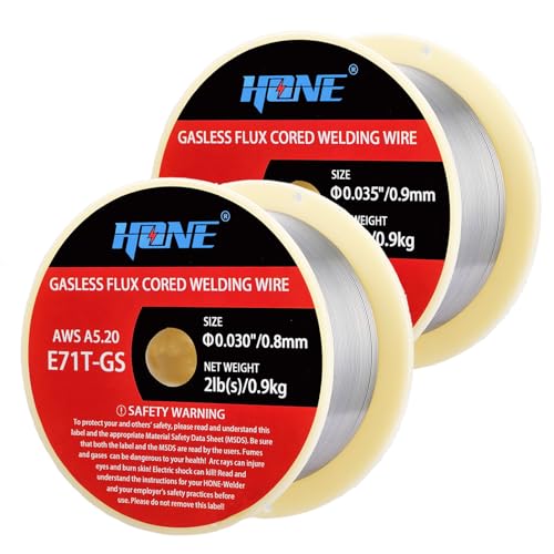 Image of HONE 2-Pack Flux Core Welding Wire, .030"+.035" 2lb E71T-GS Gasless Flux Core Wire with Strong ABS Plastic Spool, Flux Core Wire Low Splatter Mig Welding Wire Compatible With Most Welder.