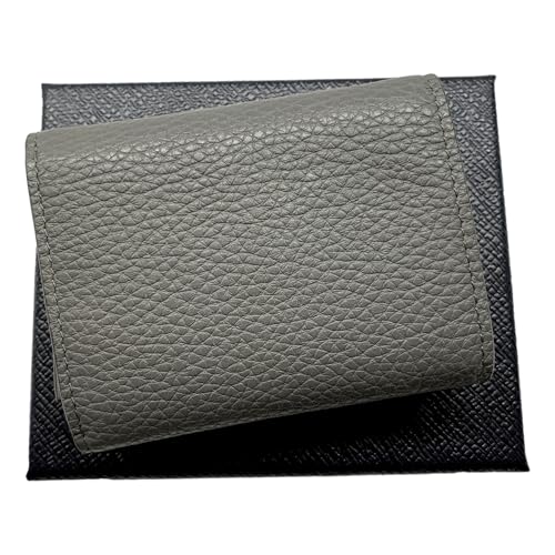Prada Womens Marmo Marble Grey Vitello Daino Leather Silver Logo Trifold Wallet 2MH0422