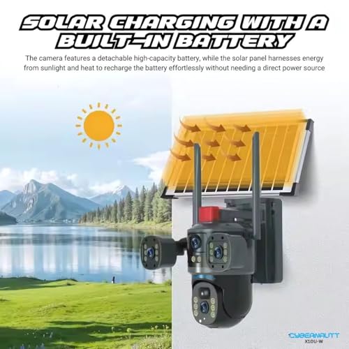 Image of XUGA-Cybernautt Series X10U-W 12MP PTZ Solar WiFi Outdoor CCTV Camera | Color Night Vision | Motion Detection | Water Proof | for Farm | Triple Lens WiFi Camera