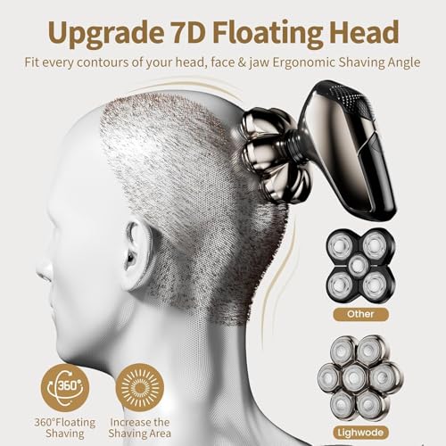 Image of SHPAVVER Head Shavers for Bald Men: 5-in-1 Electric Razor - IPX7 Waterproof Shaving Grooming Kit for Balder - Turbo Speed & Precision Blades (Little Gold)