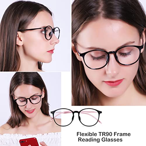 Damskie progresywne wieloogniskowe okulary do czytania, fotochromowe okulary przeciwsłoneczne na zewnątrz, duże okrągłe czytniki TR90 (kolor: różowy, rozmiar: 3,0 x)