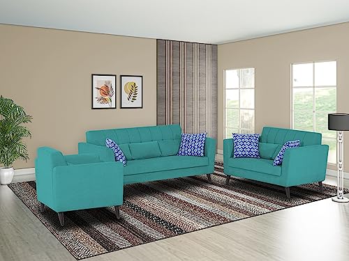 Image of Adorn India Daniel 3+2+1 6 Seater Sofa Set (Aqua Blue)