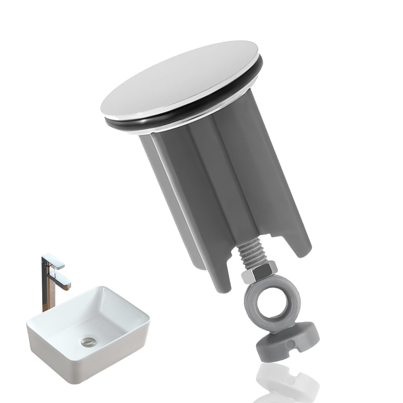40mm Pop Up Sink Plug, Pop Up Basin Plug Replacement, Bathroom Basin Sink Plug, Replacement Drain Pop-Up Plug, Adjustable Height 66mm-83mm for for Bathroom Kitchen Washbasin Lavatory