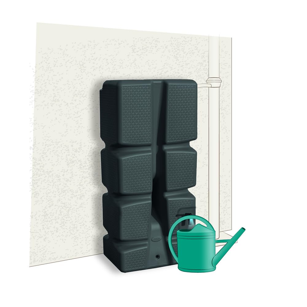 EDA - Récupérateur d'eau RÉCUP'ECO 310 L - Décor Tressé - Kit Collecteur Filtrant Inclus + Robinet - Gris Anthracite