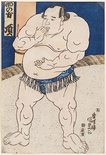Cuadro de lienzo de luchador de sumo Itadaki por Utagawa Kunisada para salon 60x90cm