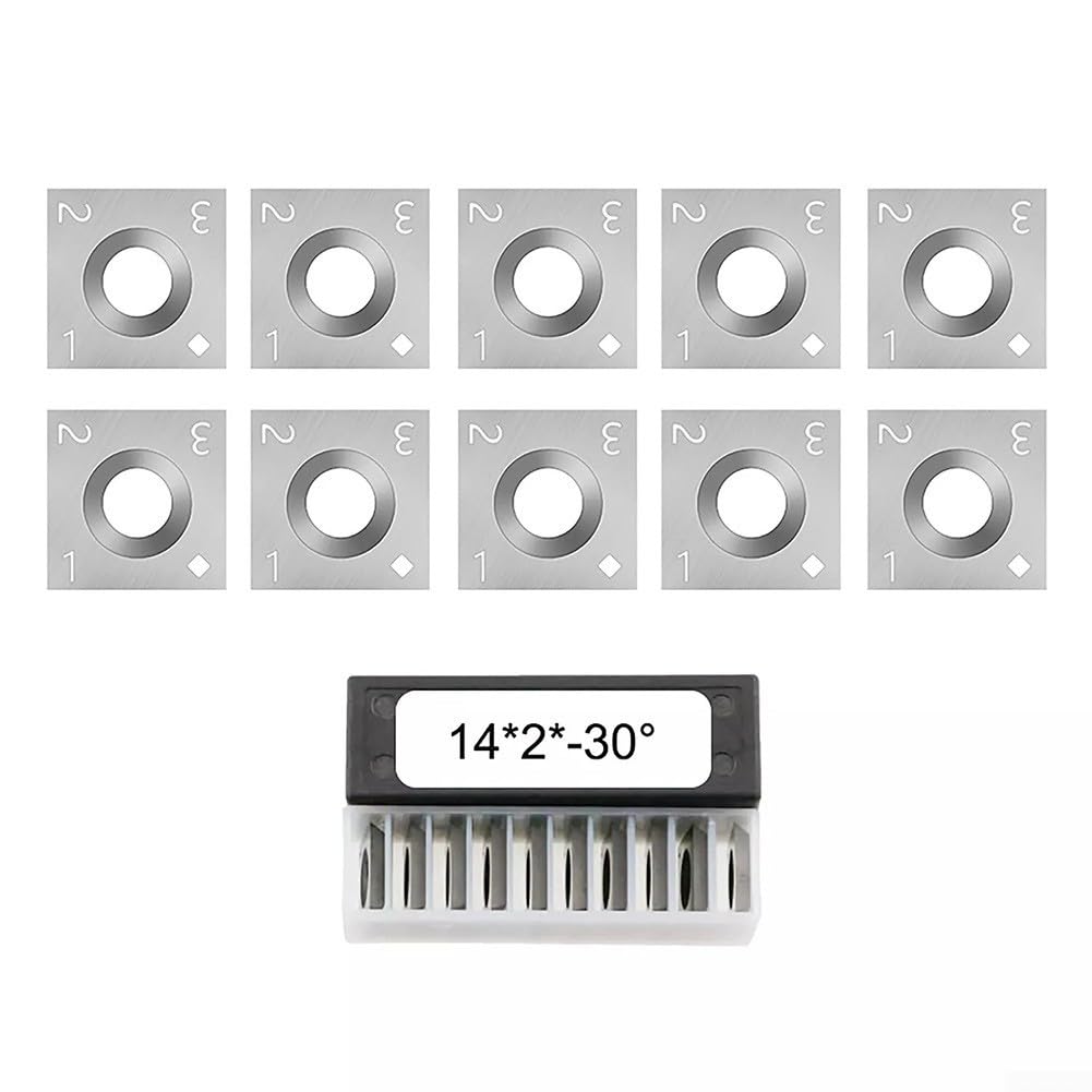 Plaquettes indexables en carbure - Carré - 14 mm x 14 mm x 2 mm - Angle de coupe 30° - Pour tours à bois - Compatible avec porte-outils M6