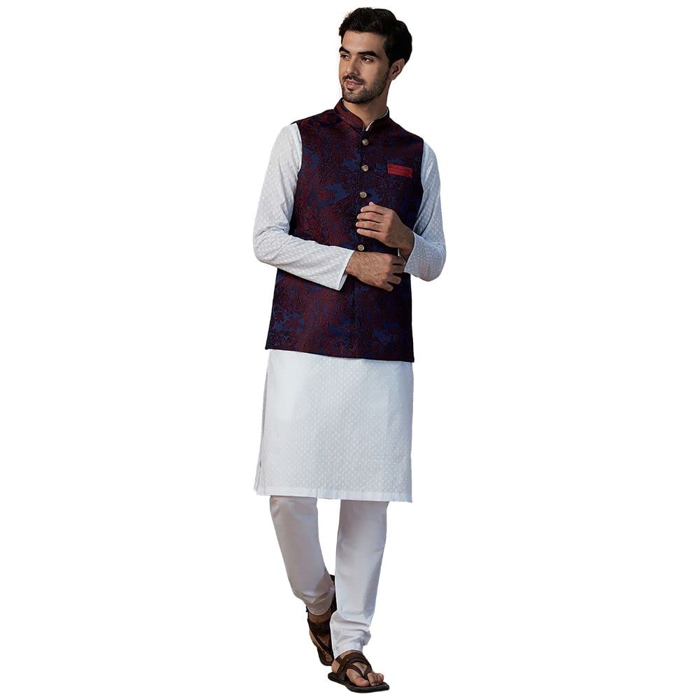 manyavar Men's Brocade Sleevless Nehru Jacket-picture-27