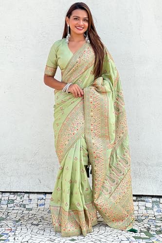 Image of SGF11 Women's Kanjivaram Pure Soft Silk Saree With Unstitched Blouse Piece
