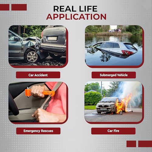 Image of Robustt Car Safety Hammer Emergency Escape Tool with Seat Belt Cutter and Vehicle Window Glass Breaker (Pack of 1)