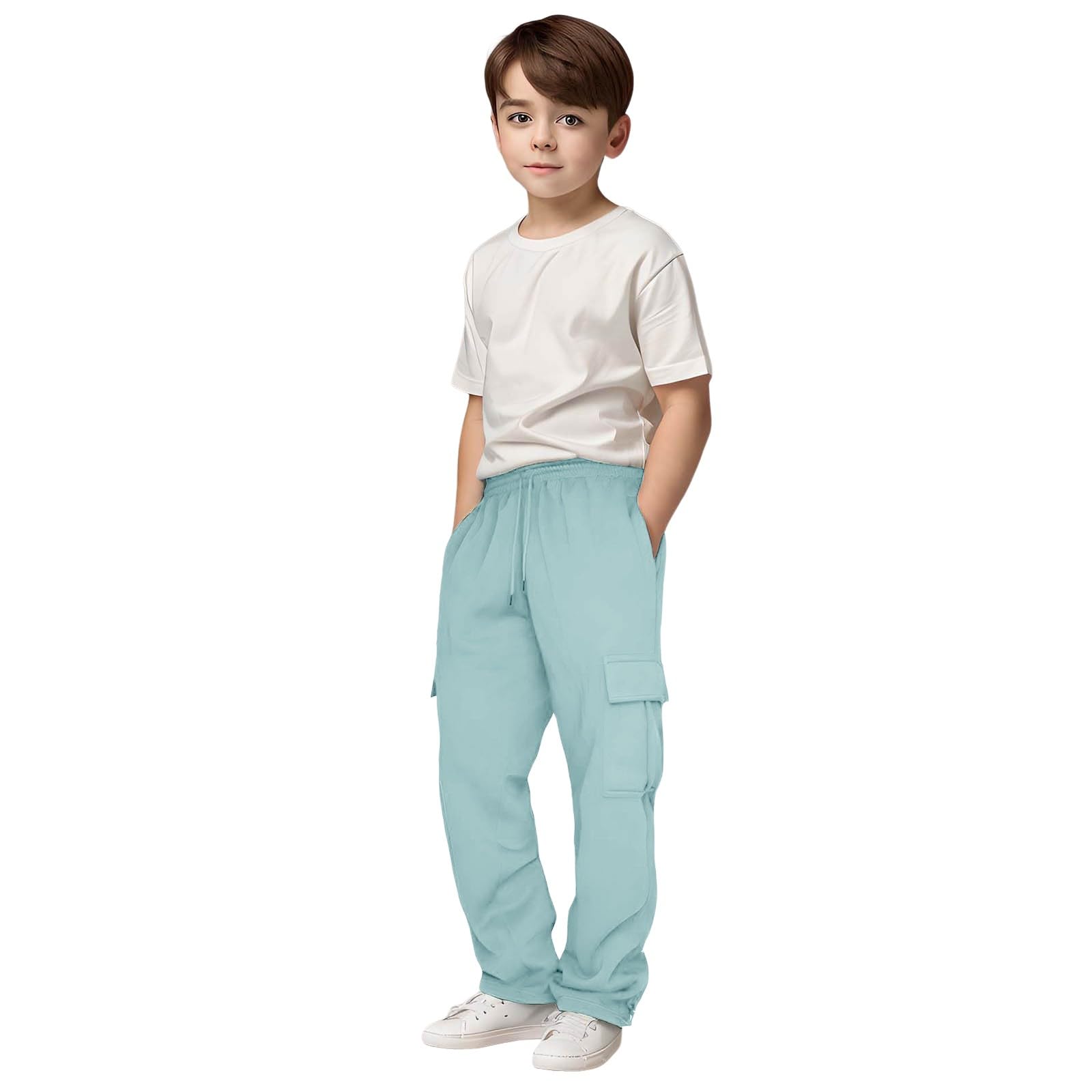 Baggy Cargo Sweatpants for Boy 2025 Fall Fashion Elastic High Wait Joggers Lounge Cozy Straight Athletic Gym Pants